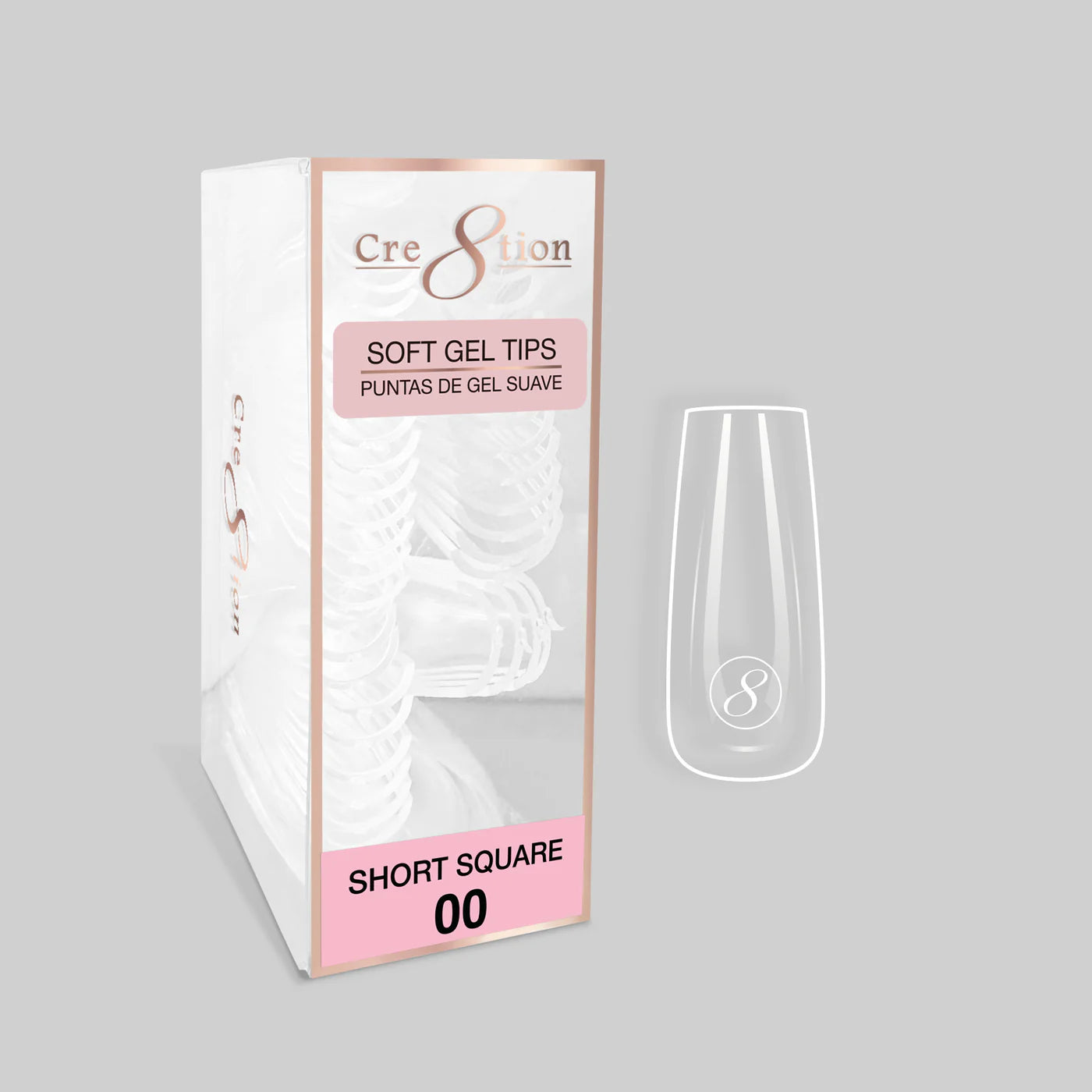 Cre8tion Soft Gel Tips - SQUARE Refill Tip (100pcs/box)