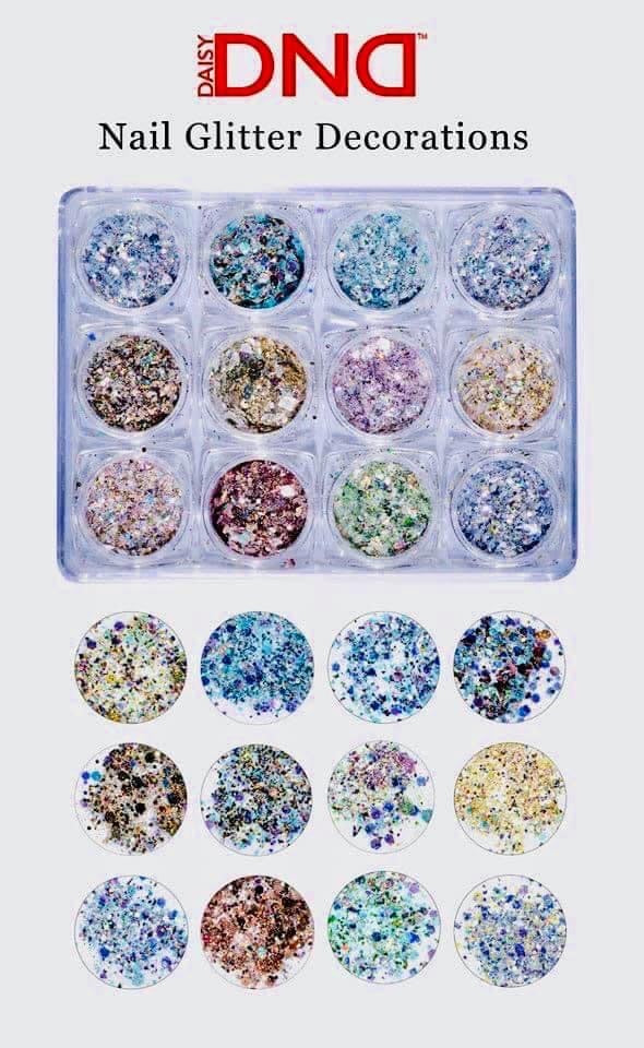 DND - NAIL ART GLITTER DECORATIONS - 12PCS - Nex Beauty Supply